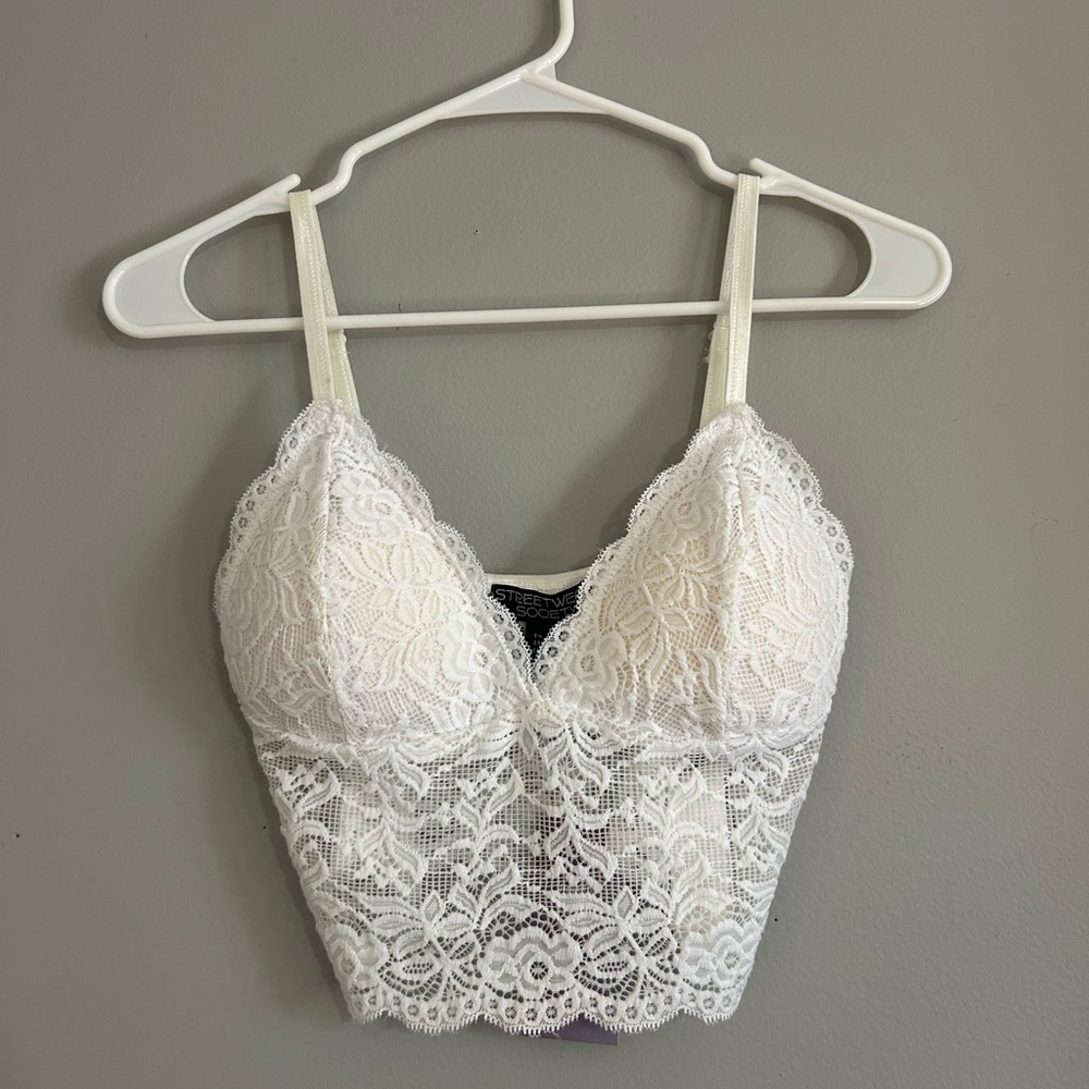 Society White Lace Bralette Cami